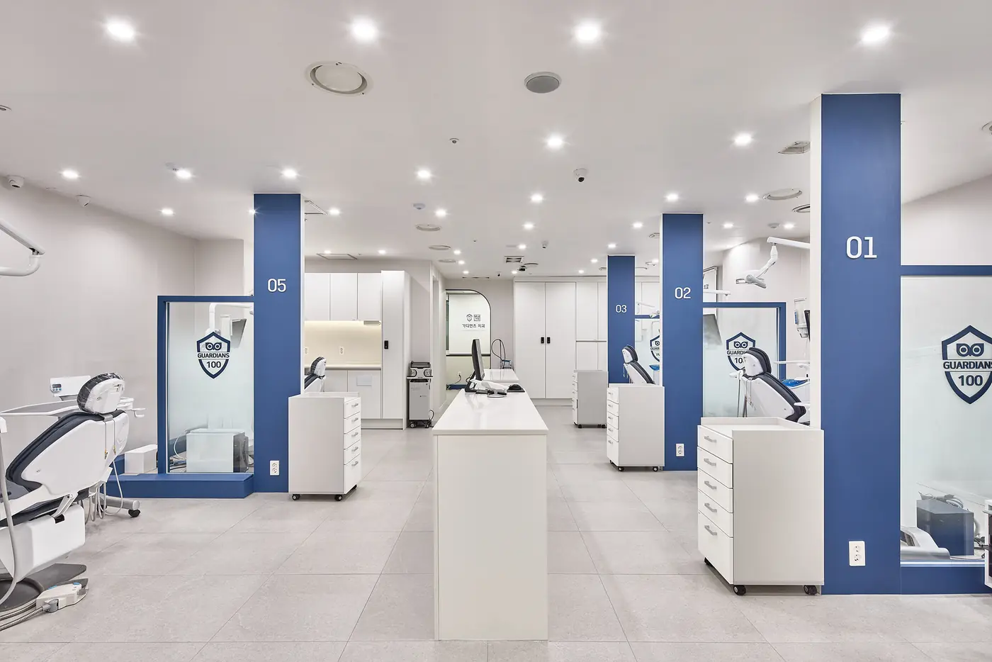 Row of private treatment bays at Guardians Dental